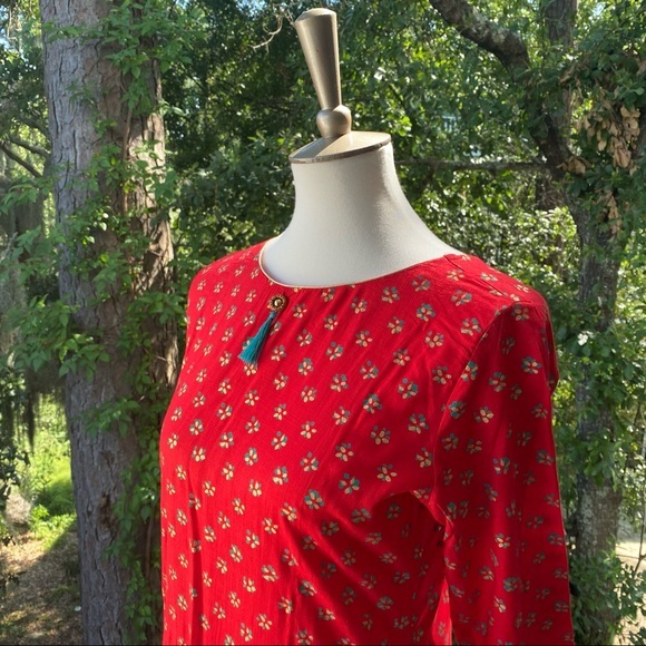 Janasya Indian Long Red Midi Dress w Tassel Medium - Picture 10 of 10